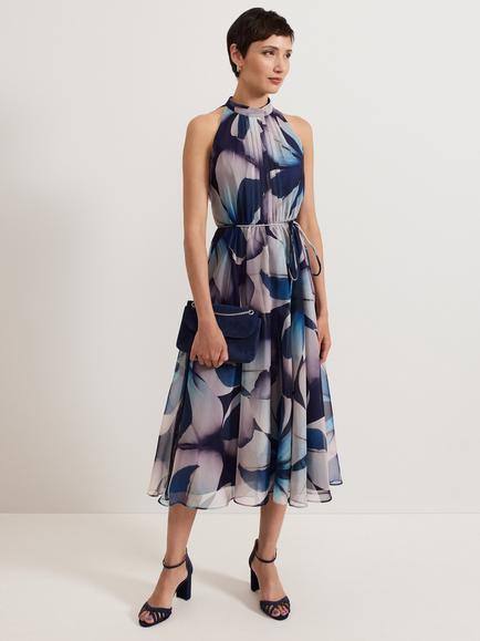 Phase Eight Bethany Floral Pleated Midi Dress, Multi, Multi