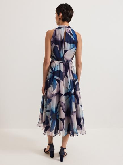 Phase Eight Bethany Floral Pleated Midi Dress, Multi - view 2, Multi