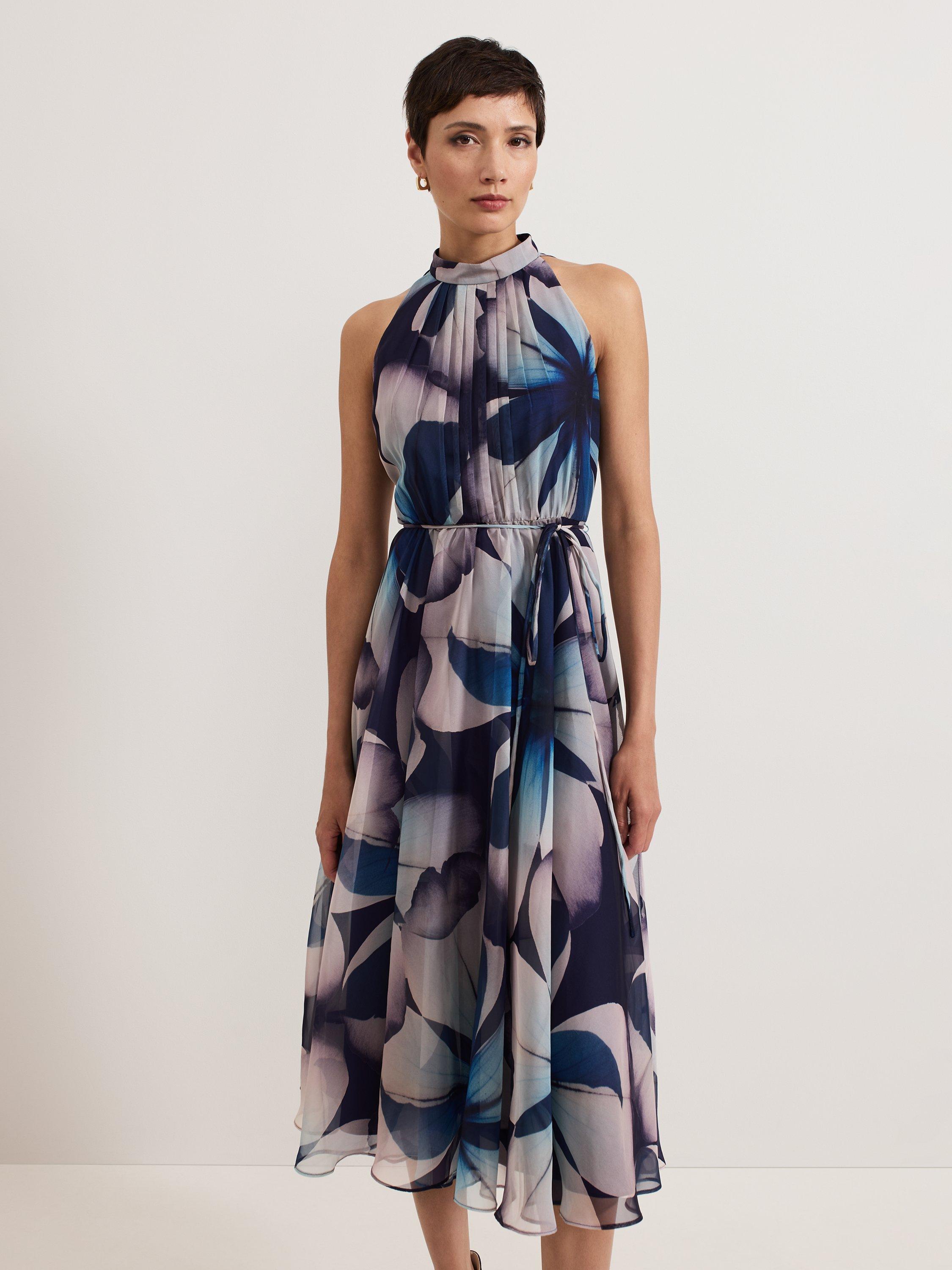 Product image 3 of 8, which shows Phase Eight Bethany Floral Pleated Midi Dress, Multi, 18