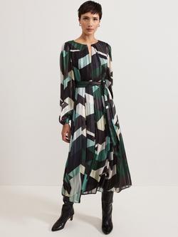 Phase Eight Francesca Abstract Pleated Midi Dress, Multi, Multi