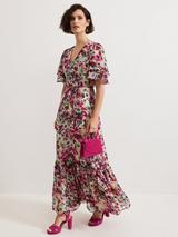 Phase Eight Natalie Floral Midi Dress, Navy/Ivory