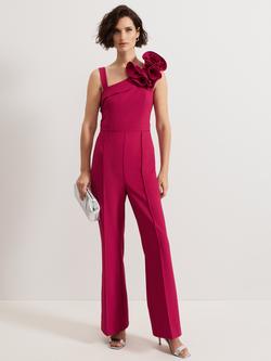 Phase Eight Roxana Ruffle Asymmetric Jumpsuit, Pink, Pink