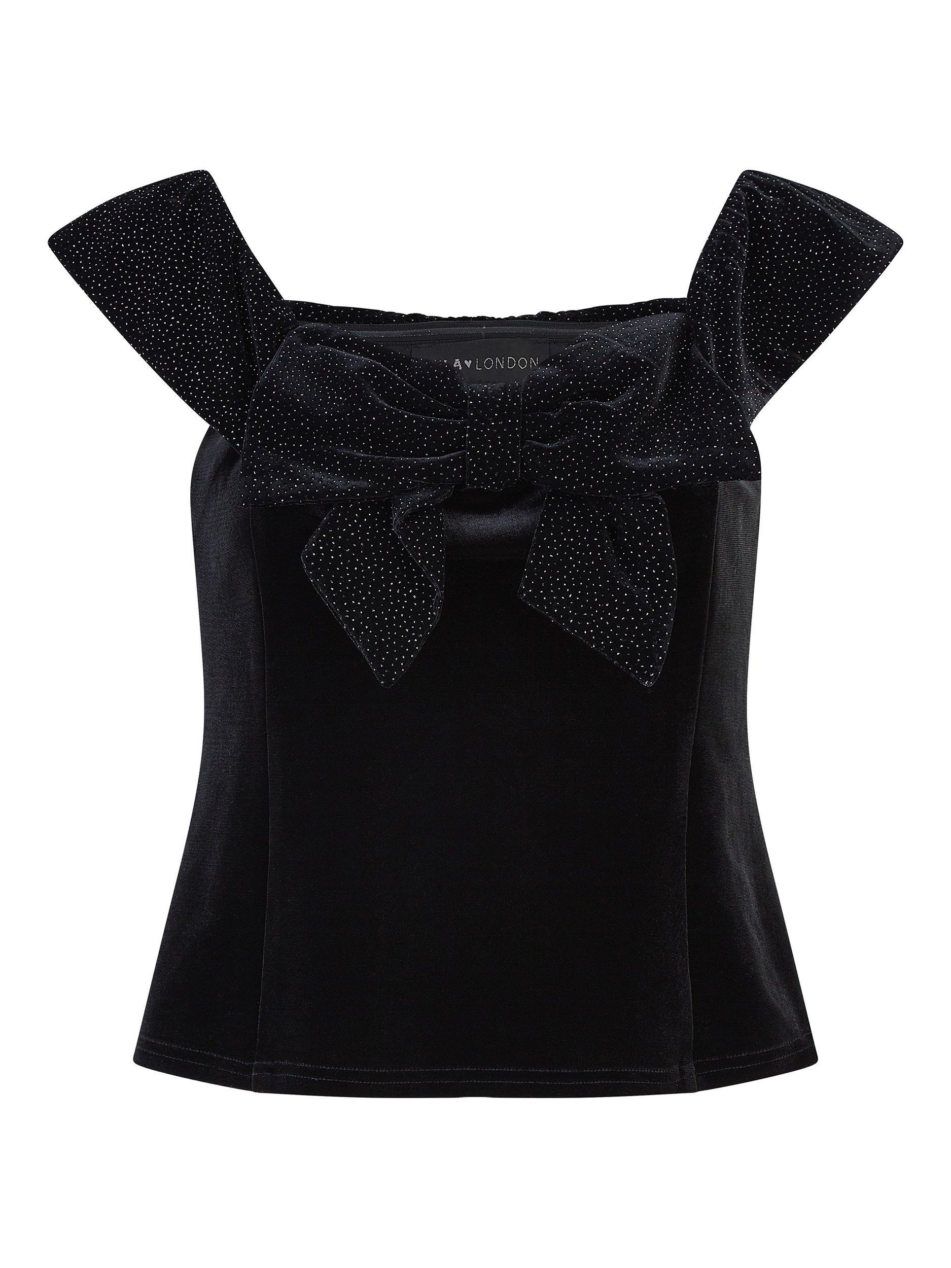 Black velvet bardot top online