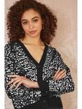 Mela London Sequin Knitted Cardigan, Black