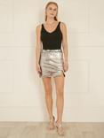 Mela Sequin Mini Skirt, Silver