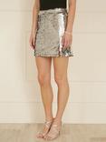 Mela Sequin Mini Skirt, Silver