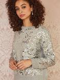 Mela London Sequin Relaxed Fit Jumper, Grey