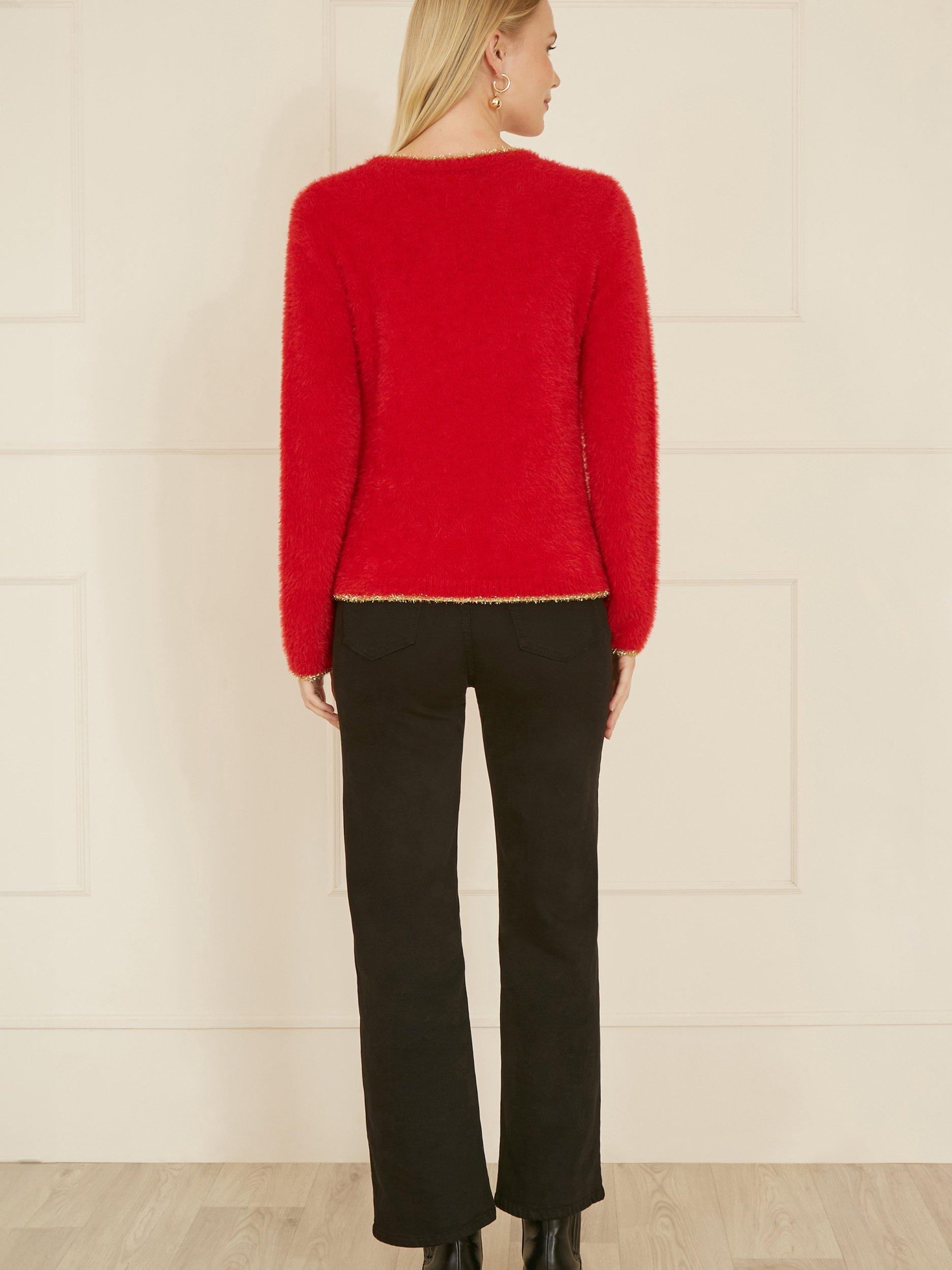 Mela Sequin Star Christmas Jumper Red