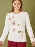 Mela Sequin Snowflake Jumper, Ivory