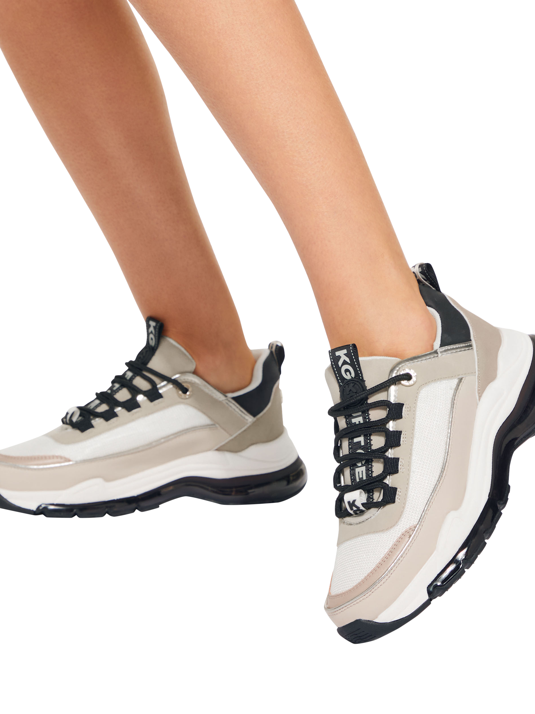 Product image 2 of 4, which shows KG Kurt Geiger Lagit Lace Up 2 Trainers, Natural Taupe, 4