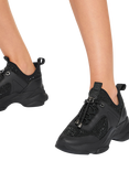 KG Kurt Geiger Leighton Knit Gem Lace Up Trainers, Black