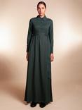 Aab Twill Shirt Collar Maxi Dress, Dark Green