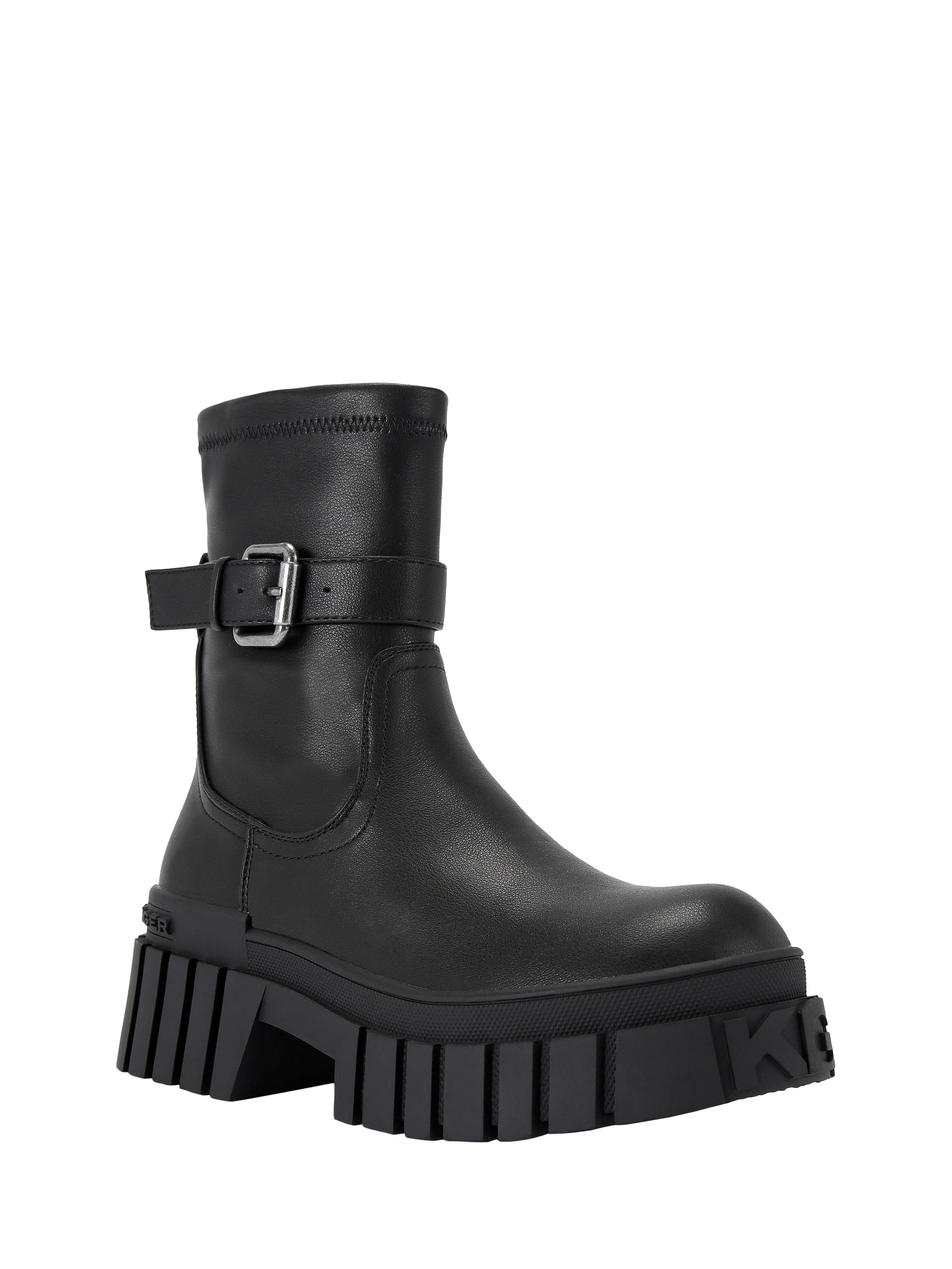 Product image 3 of 5, which shows KG Kurt Geiger Tegan Sock Buckle Boots, Black, 3