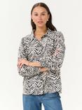 KAFFE Jodie Zebra Print Shirt, Black Oyster