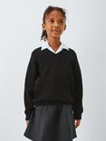 John Lewis Unisex V-Neck School Jumper, Black