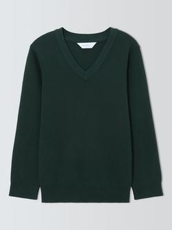 John Lewis Unisex V-Neck School Jumper, Green