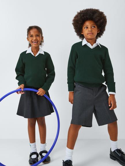 John Lewis Unisex V-Neck School Jumper - view 2, Green