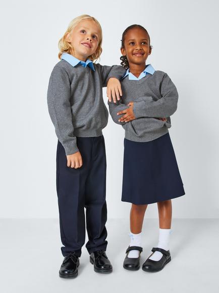 John Lewis Unisex V-Neck School Jumper, Grey