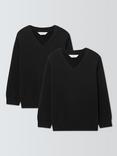 John Lewis ANYDAY Unisex V-Neck School Jumpers, Pack of 2, Black