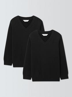 John Lewis Unisex V-Neck School Jumpers, Pack of 2, Black