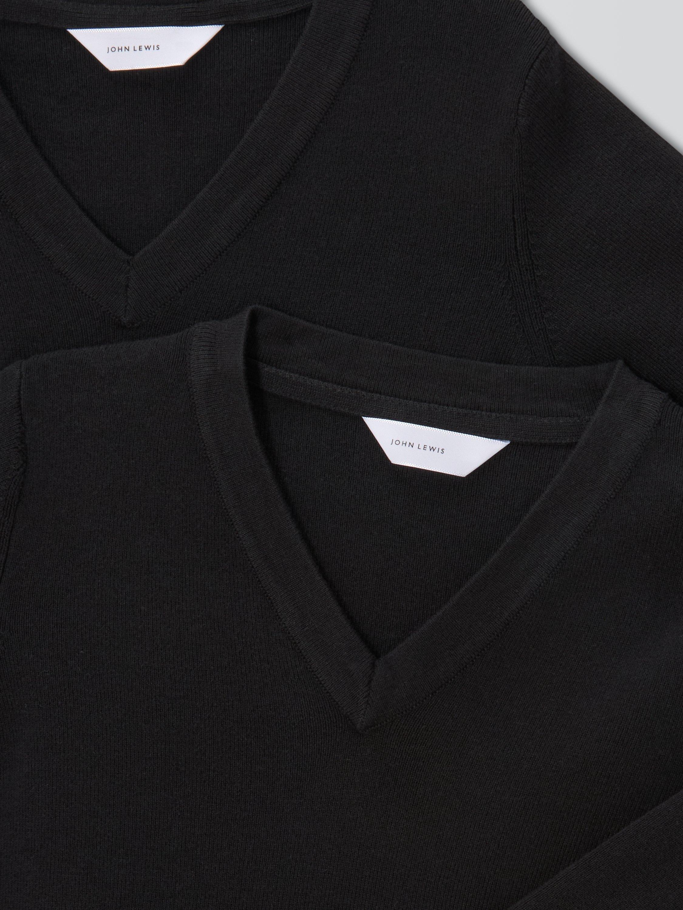 Product image 5 of 7, which shows John Lewis ANYDAY Unisex V-Neck School Jumpers, Pack of 2, Black, 3 years