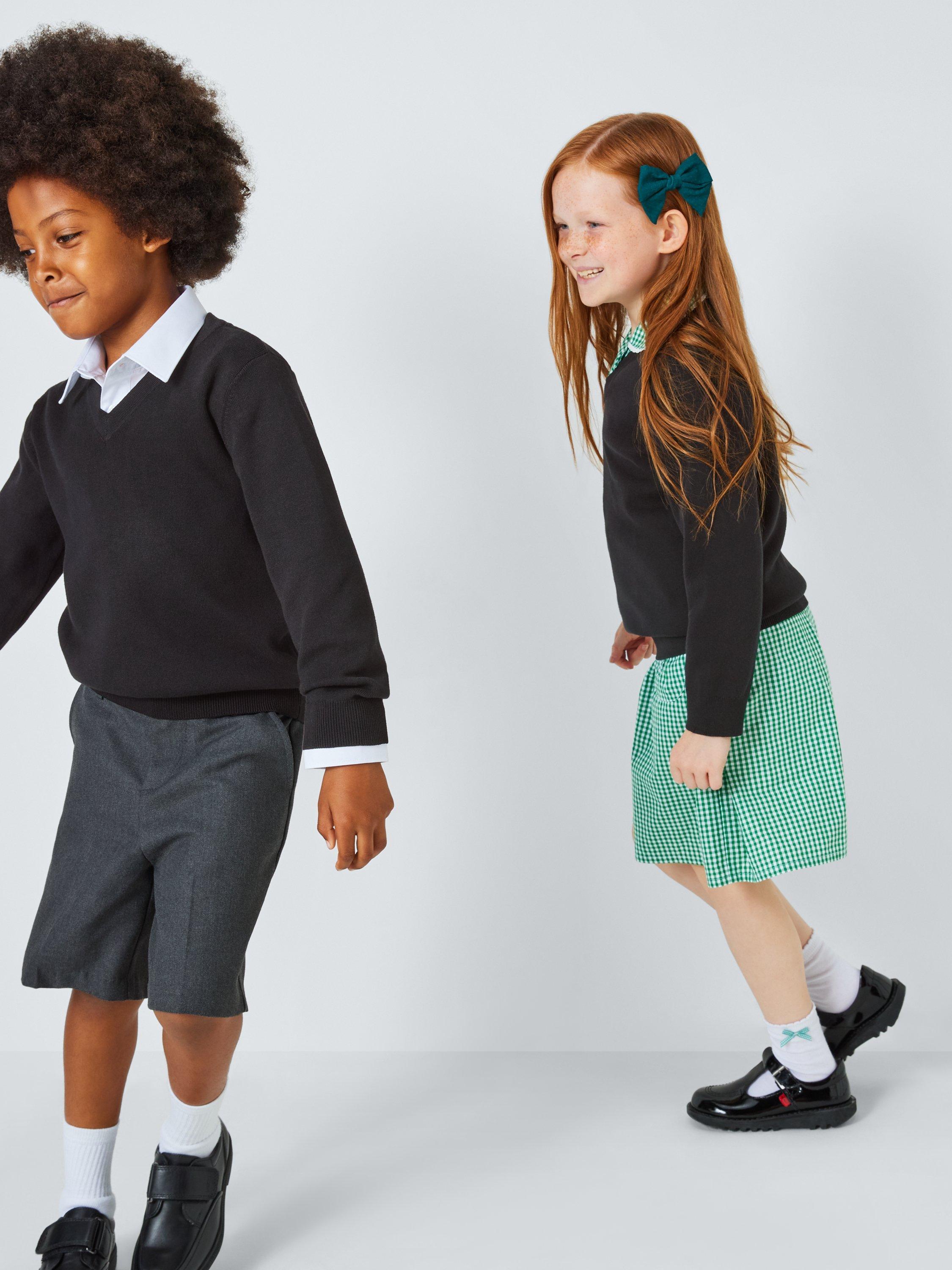 Product image 2 of 7, which shows John Lewis ANYDAY Unisex V-Neck School Jumpers, Pack of 2, Black, 3 years