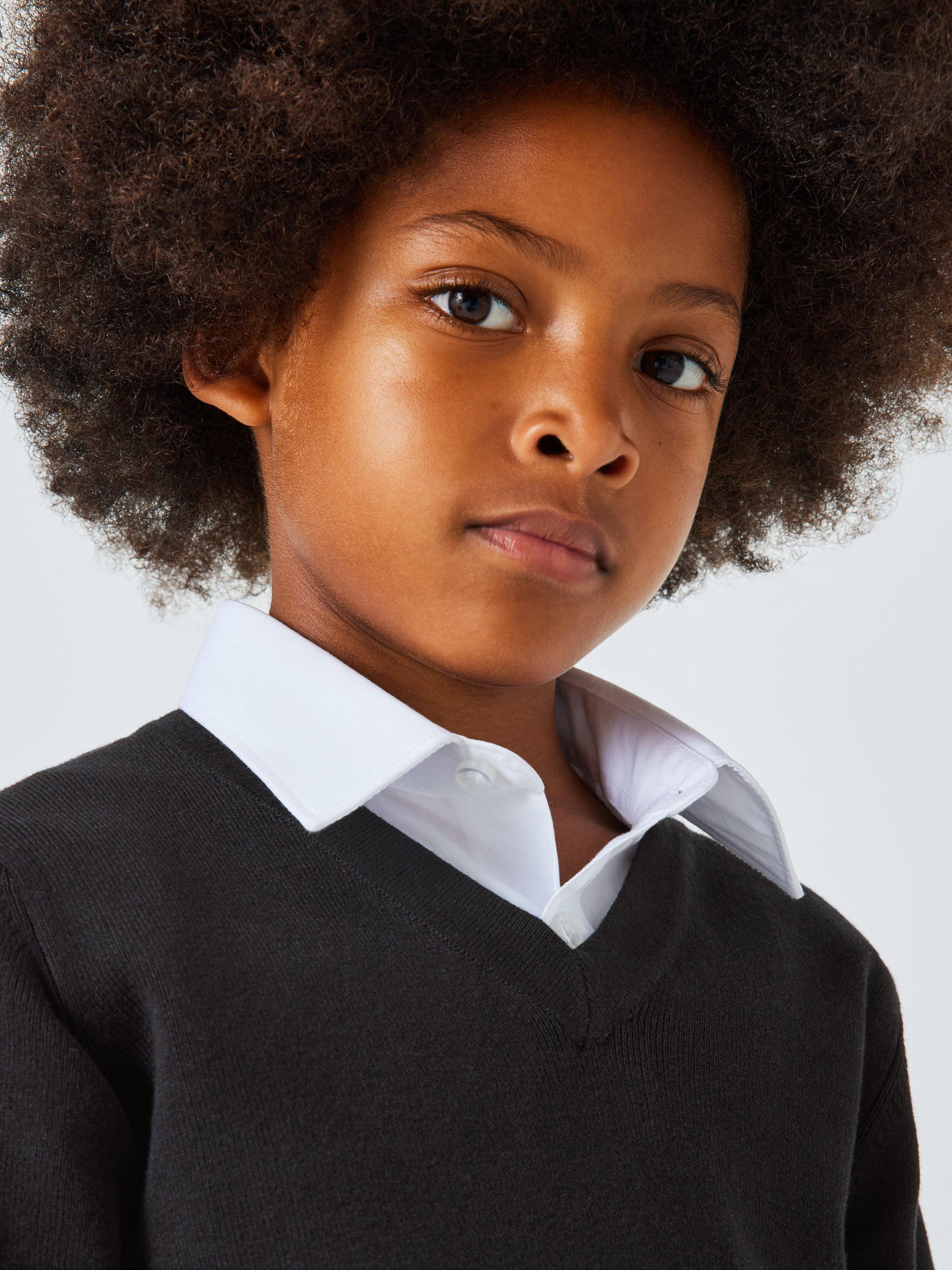 Product image 6 of 7, which shows John Lewis ANYDAY Unisex V-Neck School Jumpers, Pack of 2, Black, 3 years