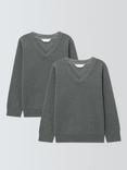 John Lewis ANYDAY Unisex V-Neck School Jumpers, Pack of 2, Grey