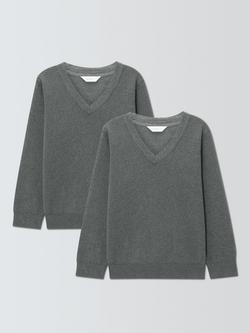 John Lewis Unisex V-Neck School Jumpers, Pack of 2, Grey