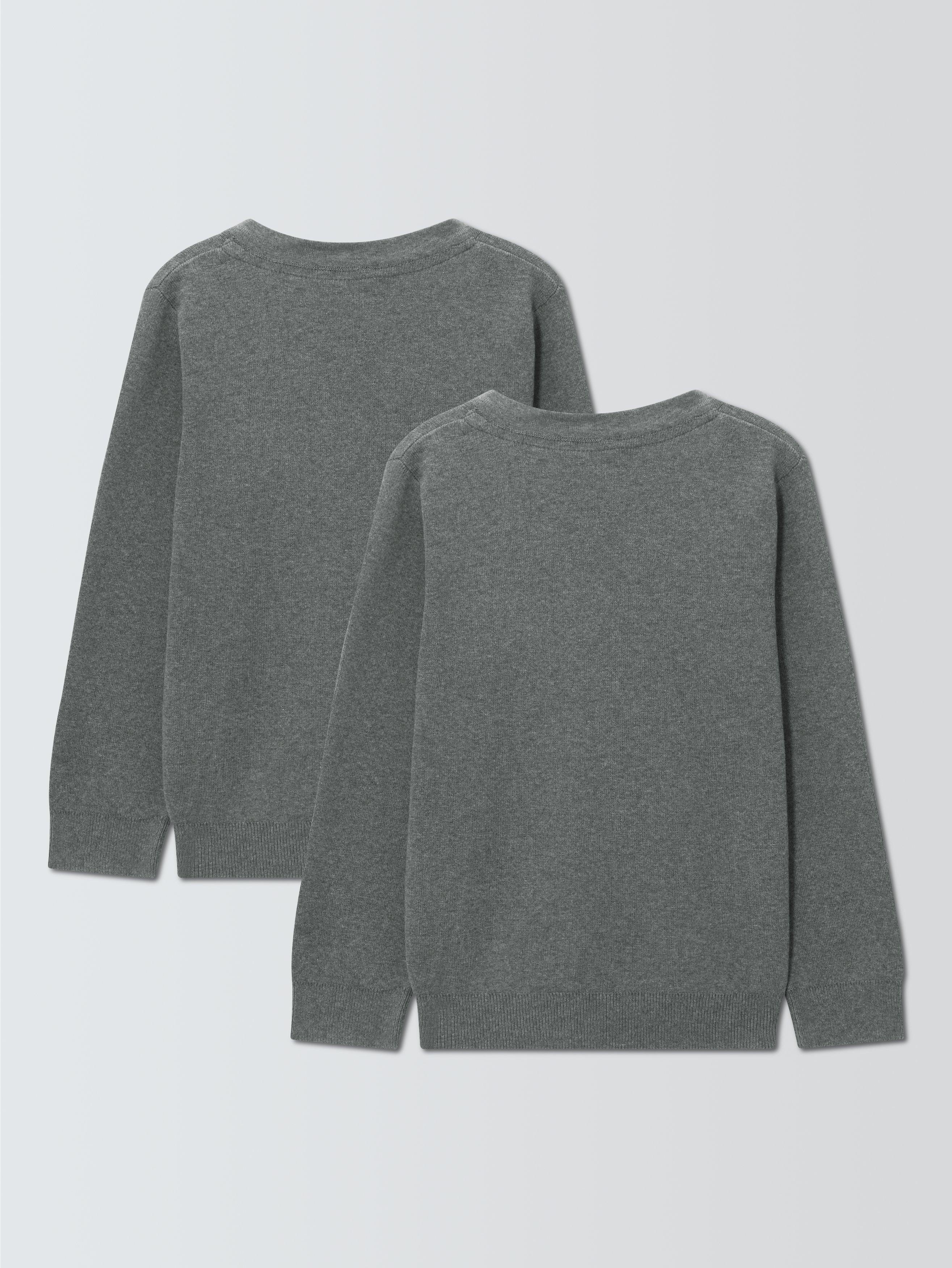 Product image 3 of 7, which shows John Lewis ANYDAY Unisex V-Neck School Jumpers, Pack of 2, Grey, 3 years