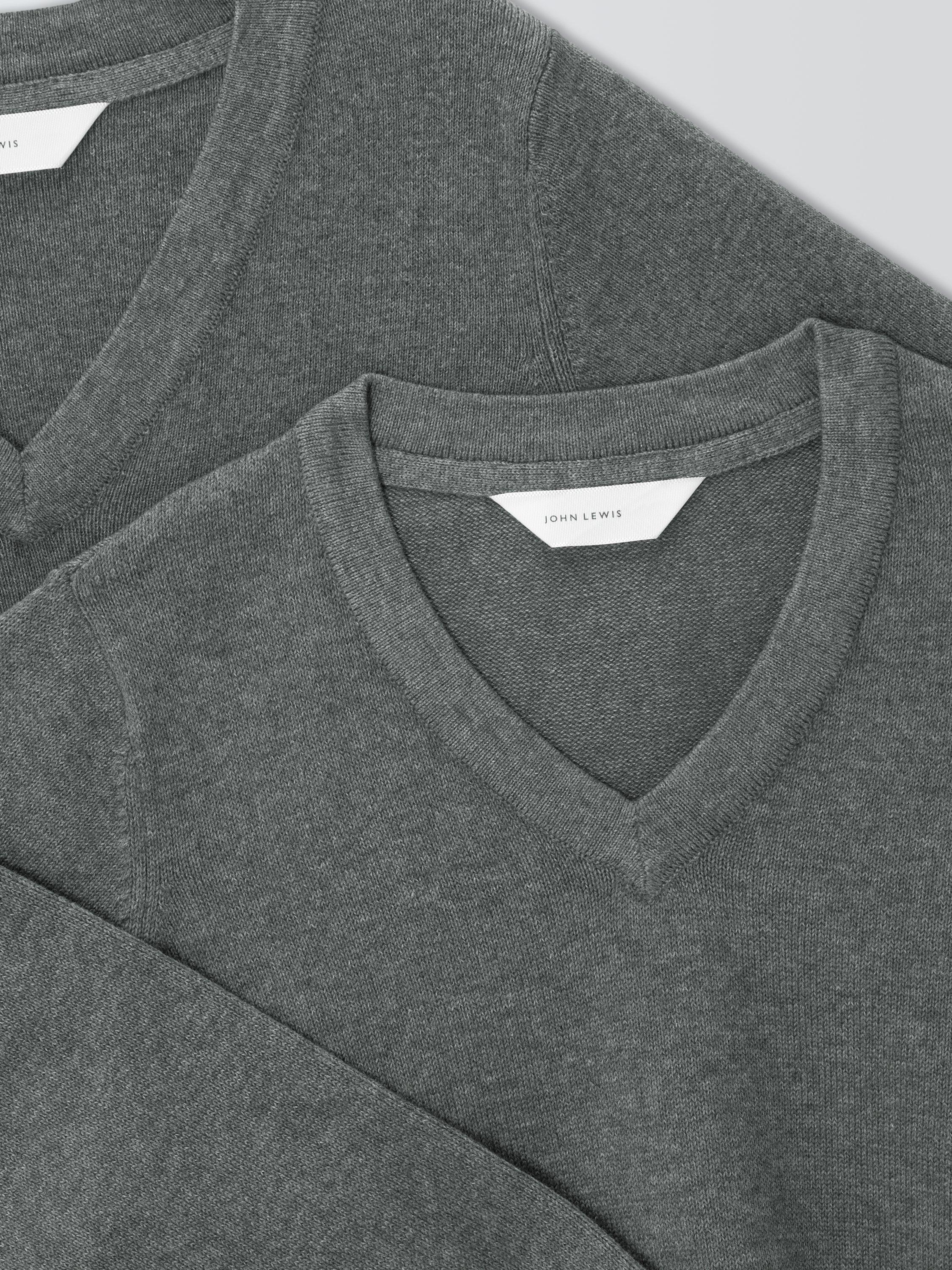 Product image 4 of 7, which shows John Lewis ANYDAY Unisex V-Neck School Jumpers, Pack of 2, Grey, 3 years