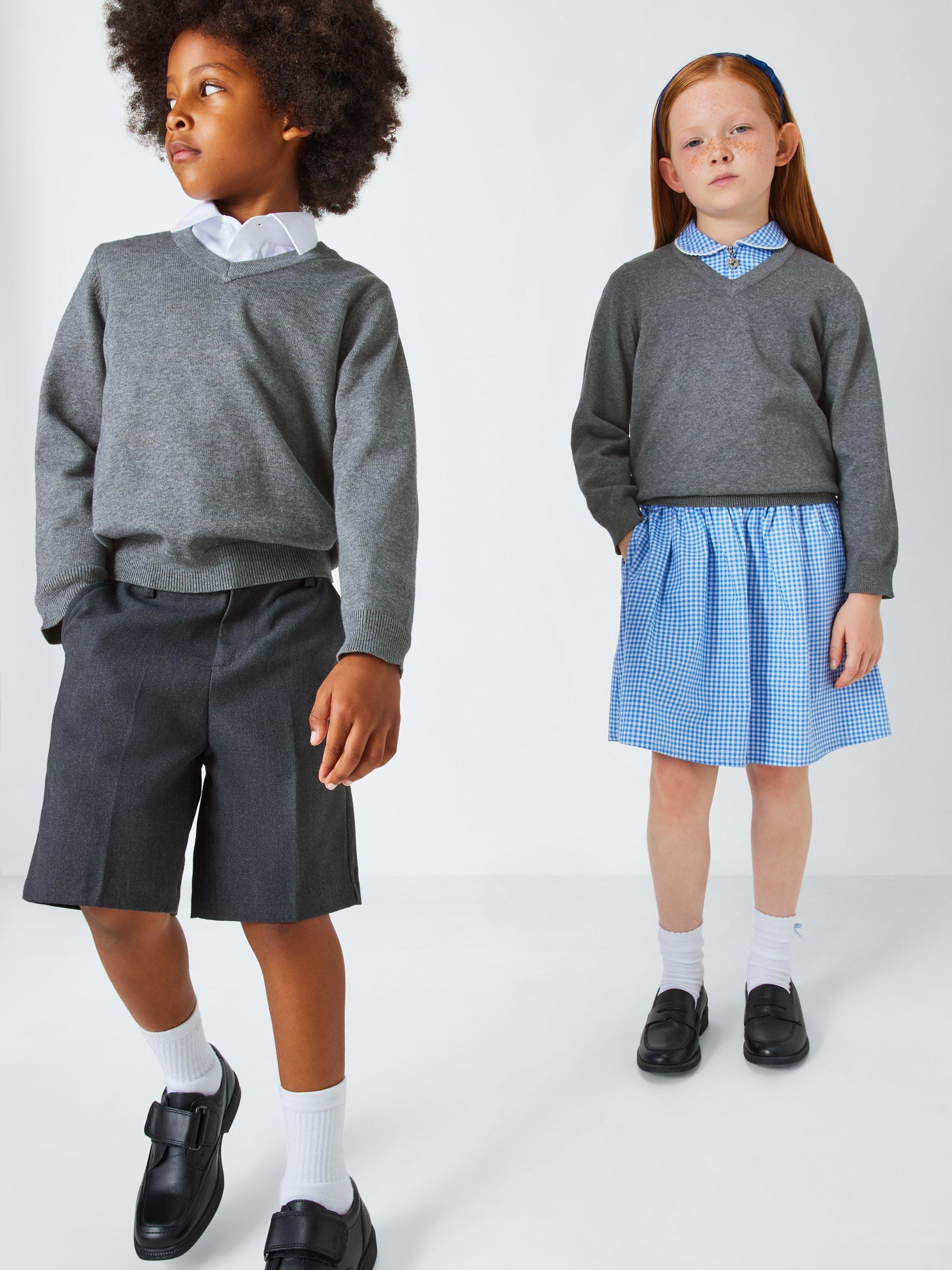 Product image 2 of 7, which shows John Lewis ANYDAY Unisex V-Neck School Jumpers, Pack of 2, Grey, 3 years