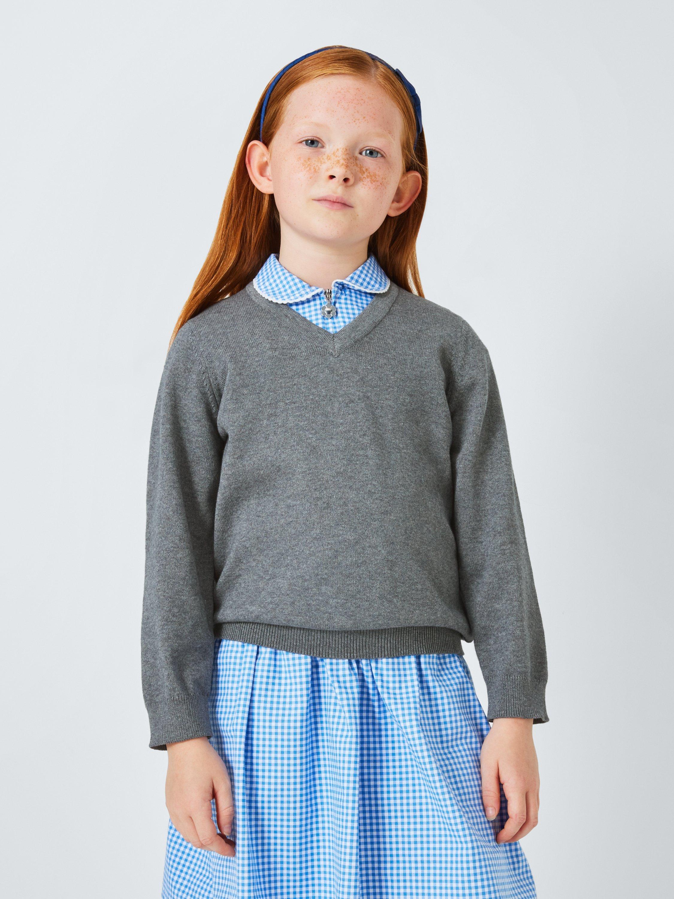 Product image 5 of 7, which shows John Lewis ANYDAY Unisex V-Neck School Jumpers, Pack of 2, Grey, 3 years