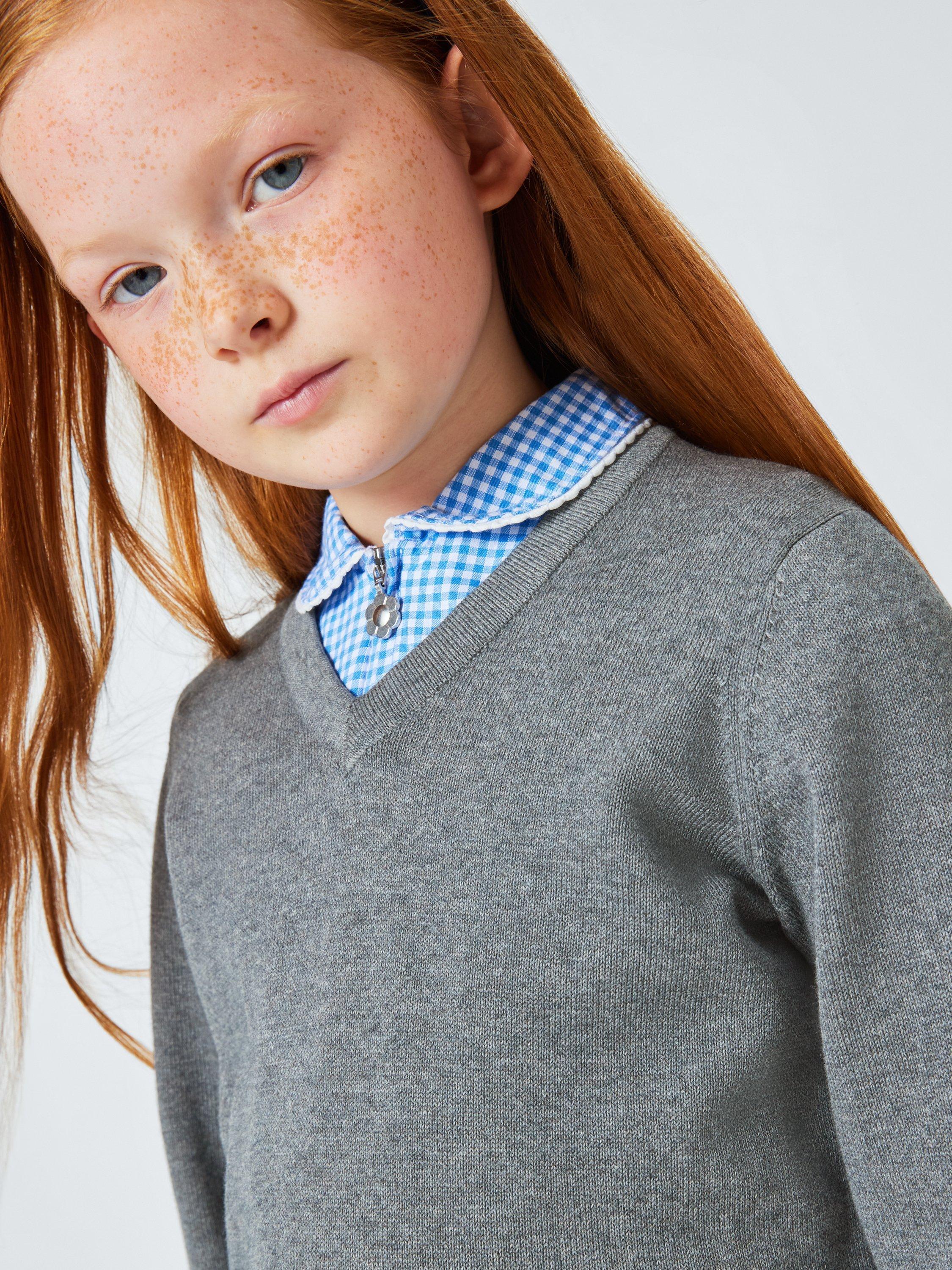 Product image 6 of 7, which shows John Lewis ANYDAY Unisex V-Neck School Jumpers, Pack of 2, Grey, 3 years