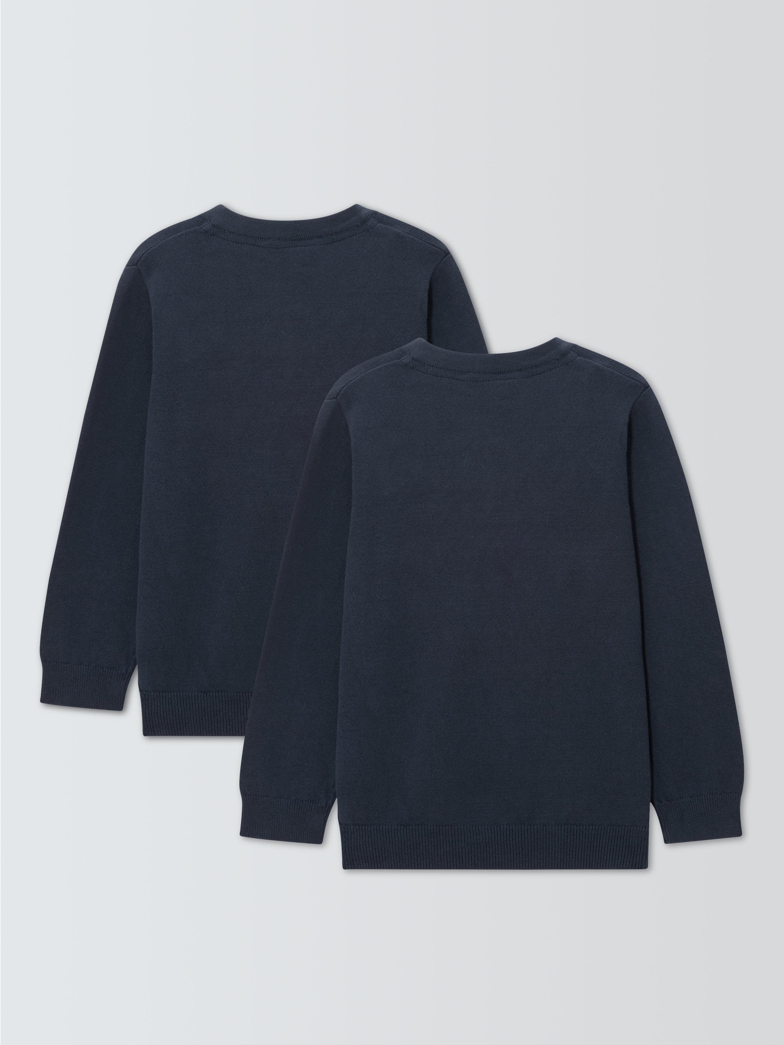 Product image 5 of 8, which shows John Lewis ANYDAY Unisex V-Neck School Jumpers, Pack of 2, Navy, 3 years