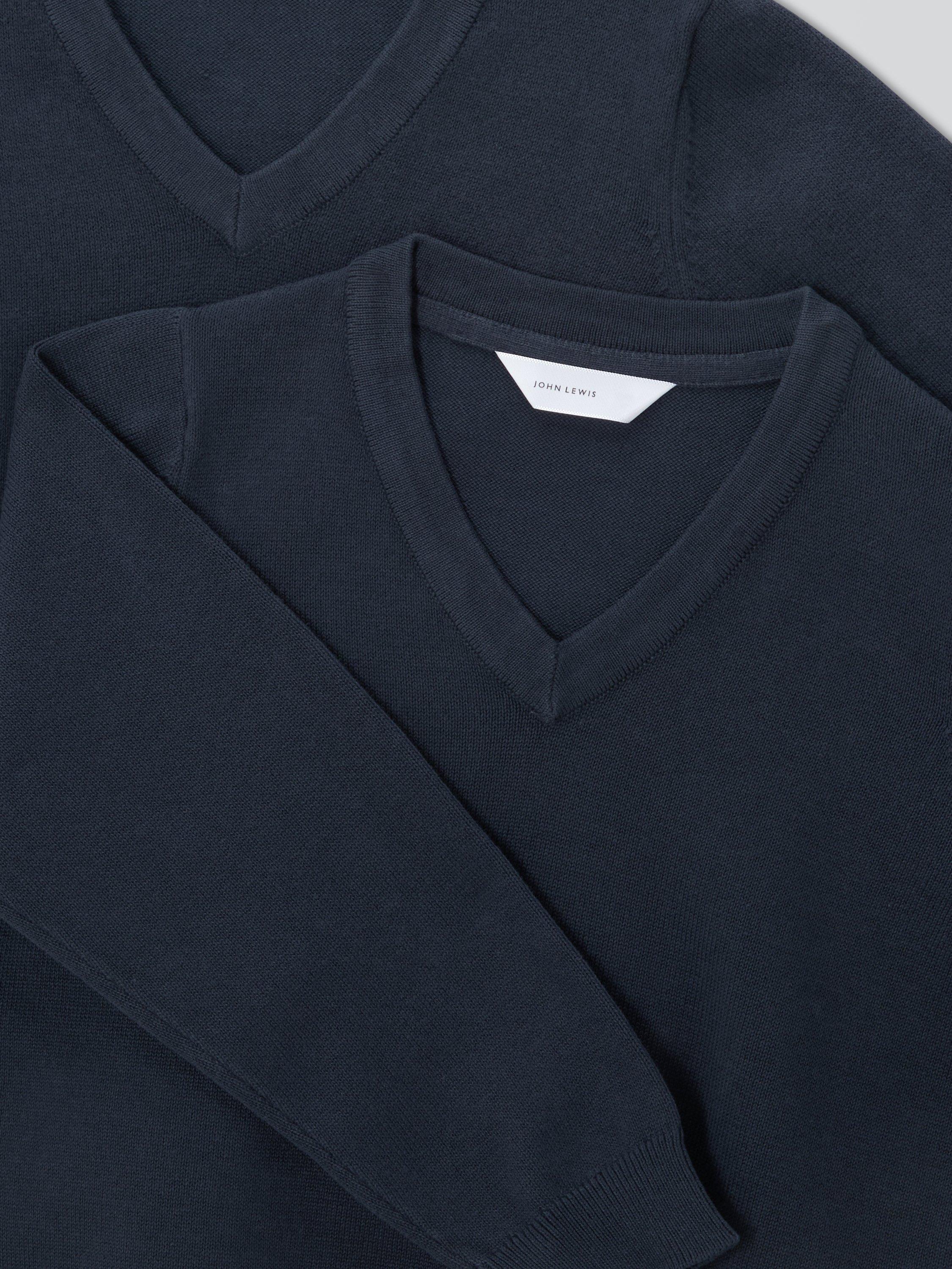 Product image 6 of 8, which shows John Lewis ANYDAY Unisex V-Neck School Jumpers, Pack of 2, Navy, 3 years