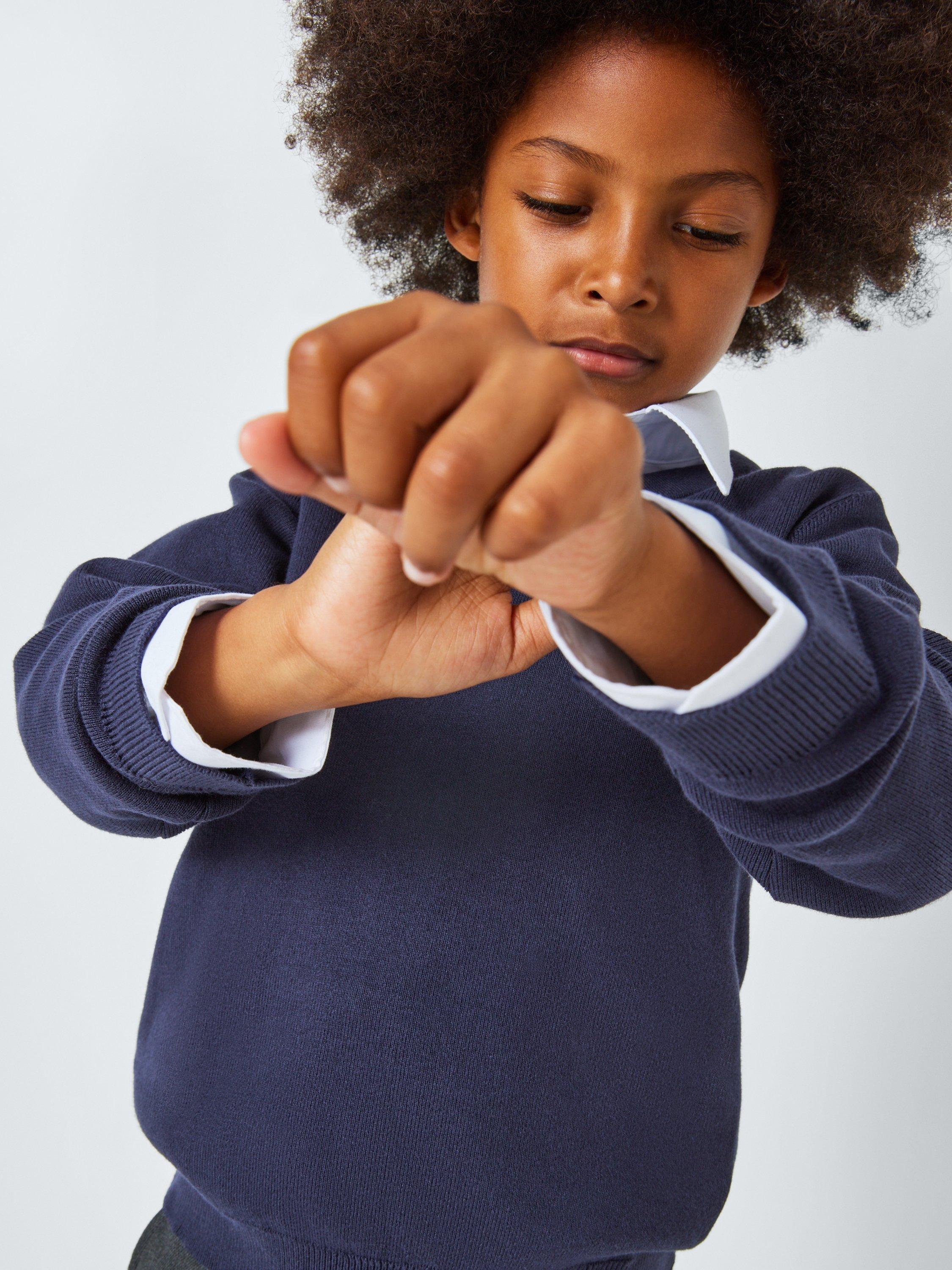 Product image 8 of 8, which shows John Lewis ANYDAY Unisex V-Neck School Jumpers, Pack of 2, Navy, 3 years