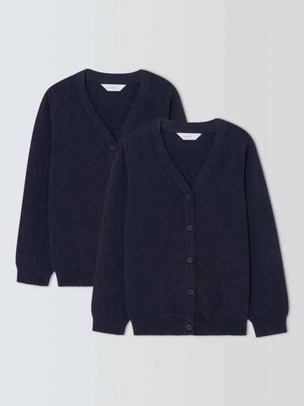 John Lewis Unisex School Cardigans, Pack of 2, Navy, Navy