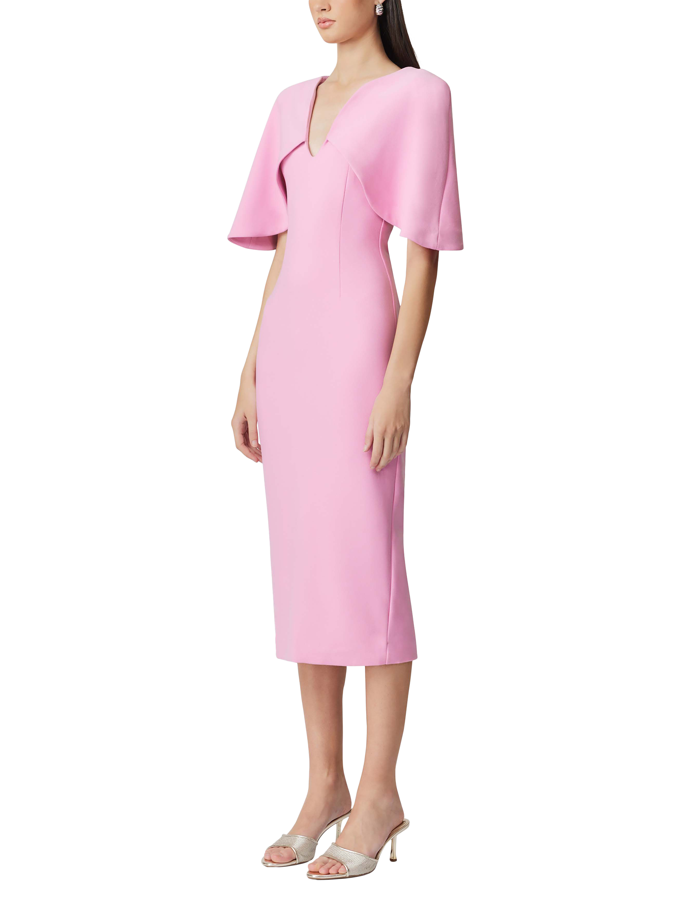 Product image 6 of 6, which shows Elliatt Gia Cape Midi Dress, Pink, S