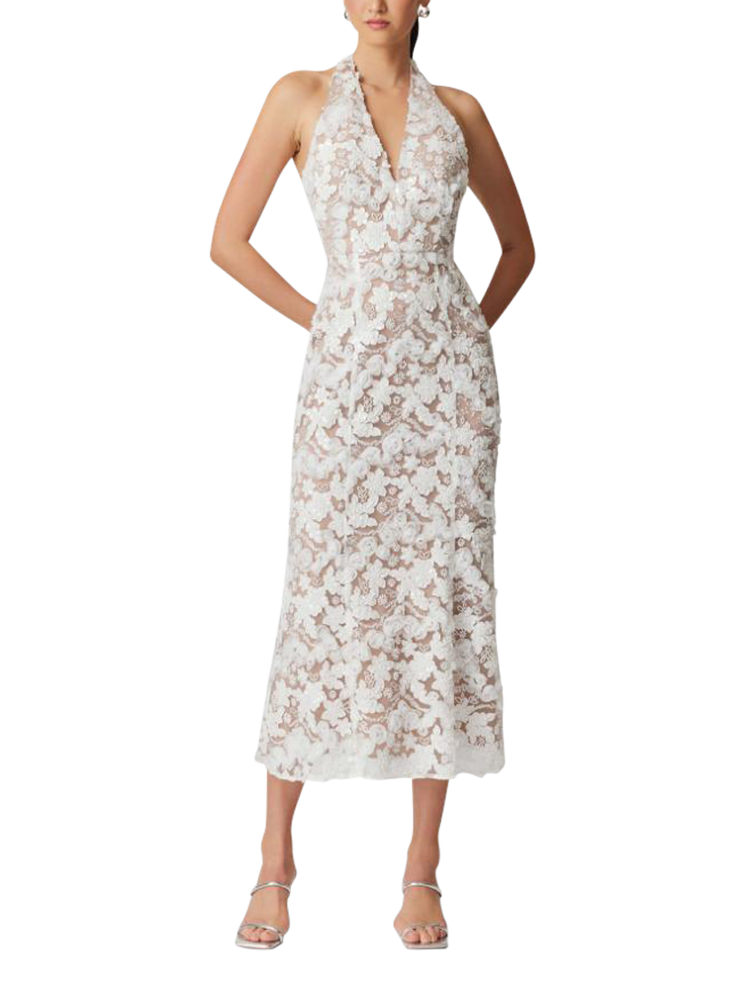 Product image 3 of 6, which shows Elliatt Vonni 3D Floral Mesh Dress, White, XS