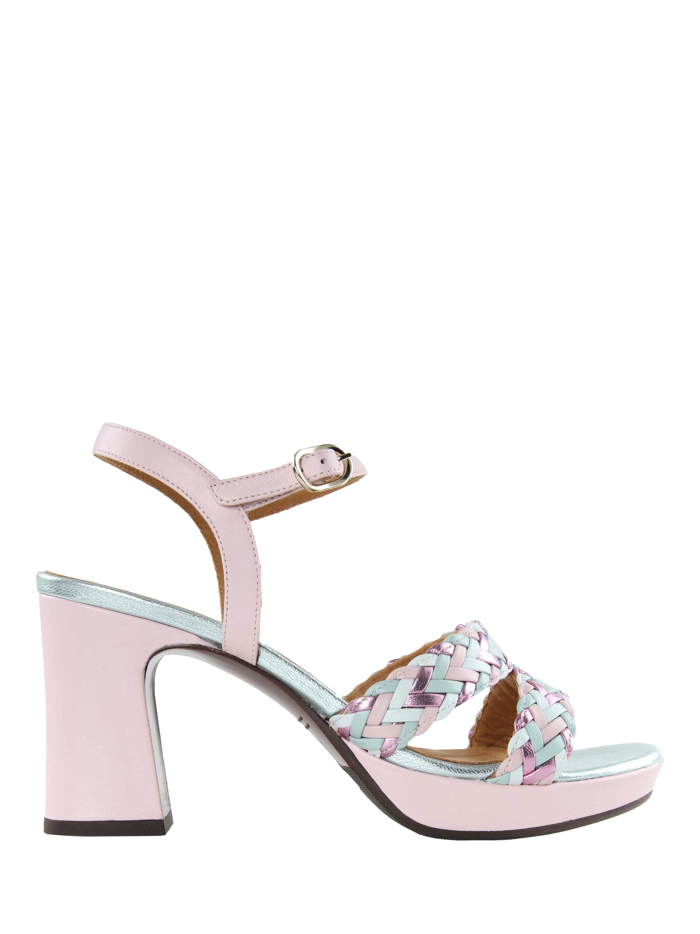 Product image 1 of 3, which shows Chie Mihara Kecife Woven Strappy Leather Sandals, Pink/Multi, 5