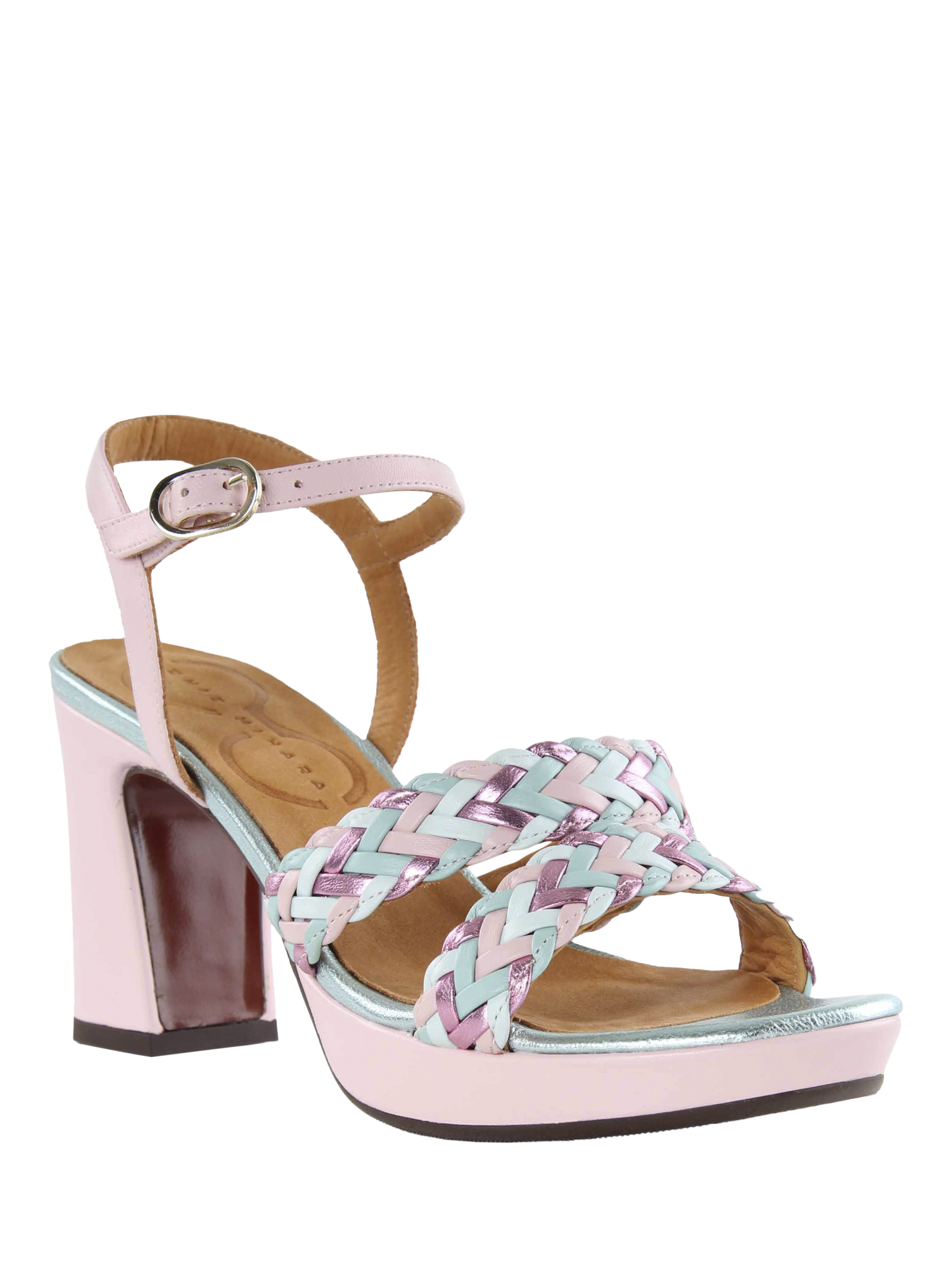 Product image 2 of 3, which shows Chie Mihara Kecife Woven Strappy Leather Sandals, Pink/Multi, 5
