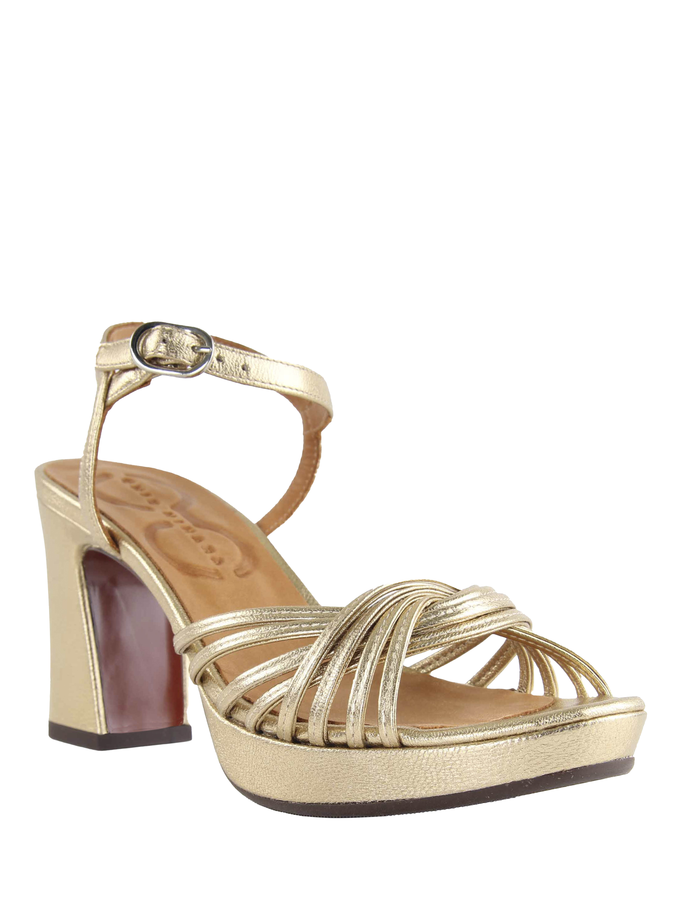 Product image 2 of 4, which shows Chie Mihara Keske Strappy Leather Platform Sandals, Gold, 4