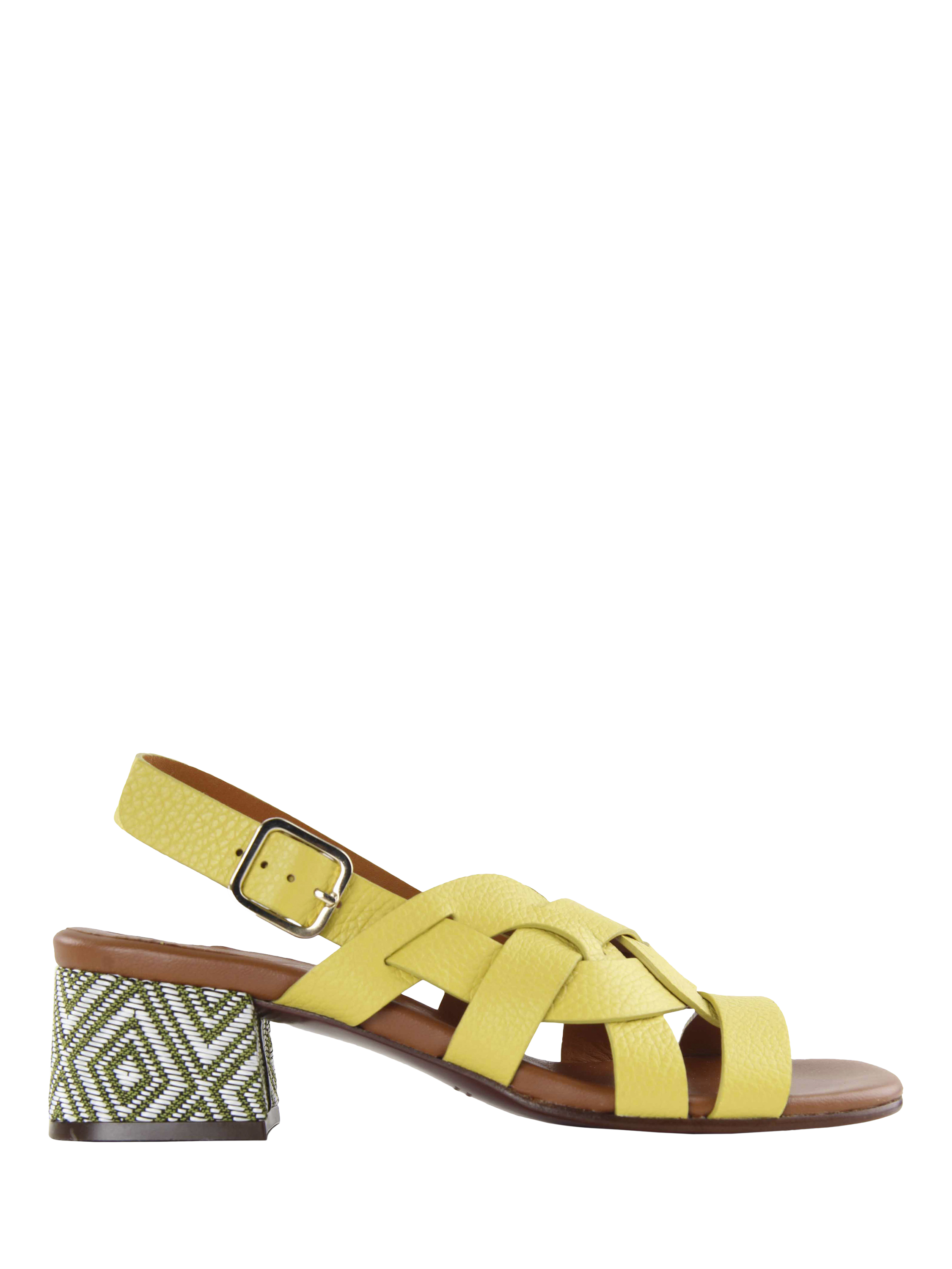 Product image 1 of 4, which shows Chie Mihara Quirino Leather Strappy Sandals, Lemon, 6