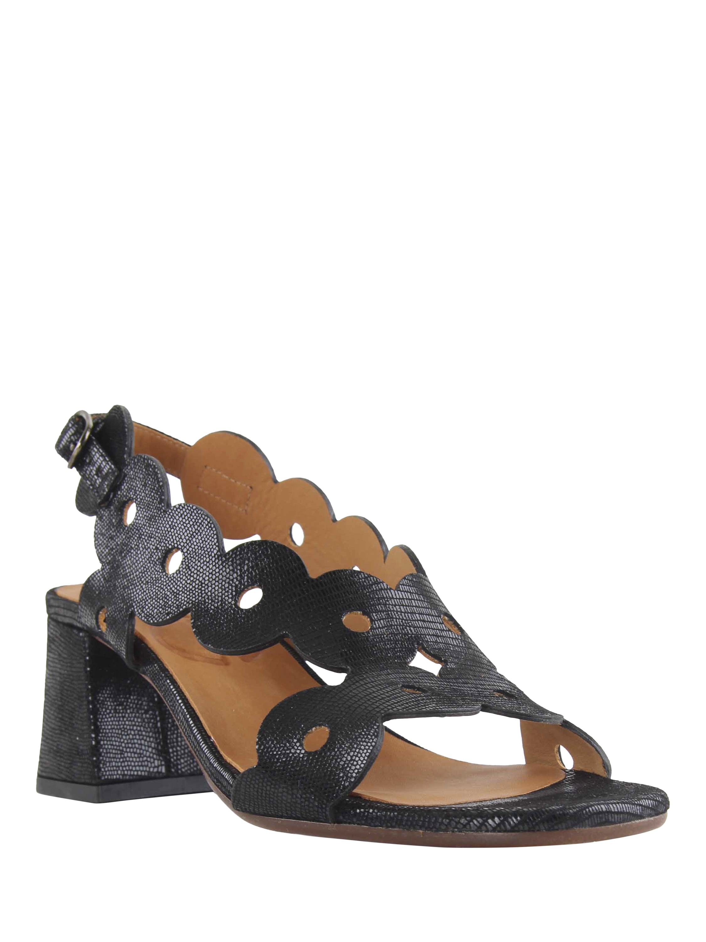 Product image 2 of 4, which shows Chie Mihara Leide Croc Leather Sandals, Black, 5.5