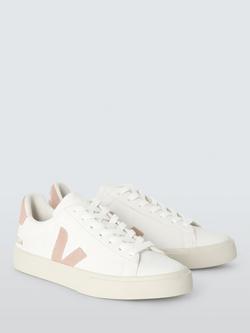 VEJA Campo Leather Trainers, White/Blush - view 2, White/Blush