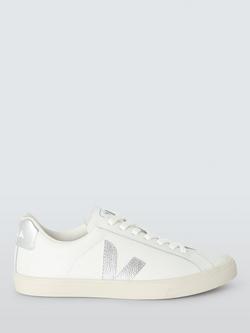 VEJA Esplar Leather Trainers, White/Silver, White/Silver