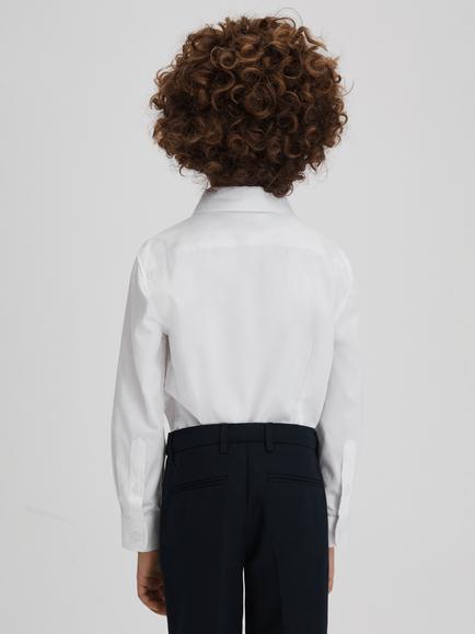 Reiss Kids' Remote Cotton Long Sleeve Shirt, White - view 2, White