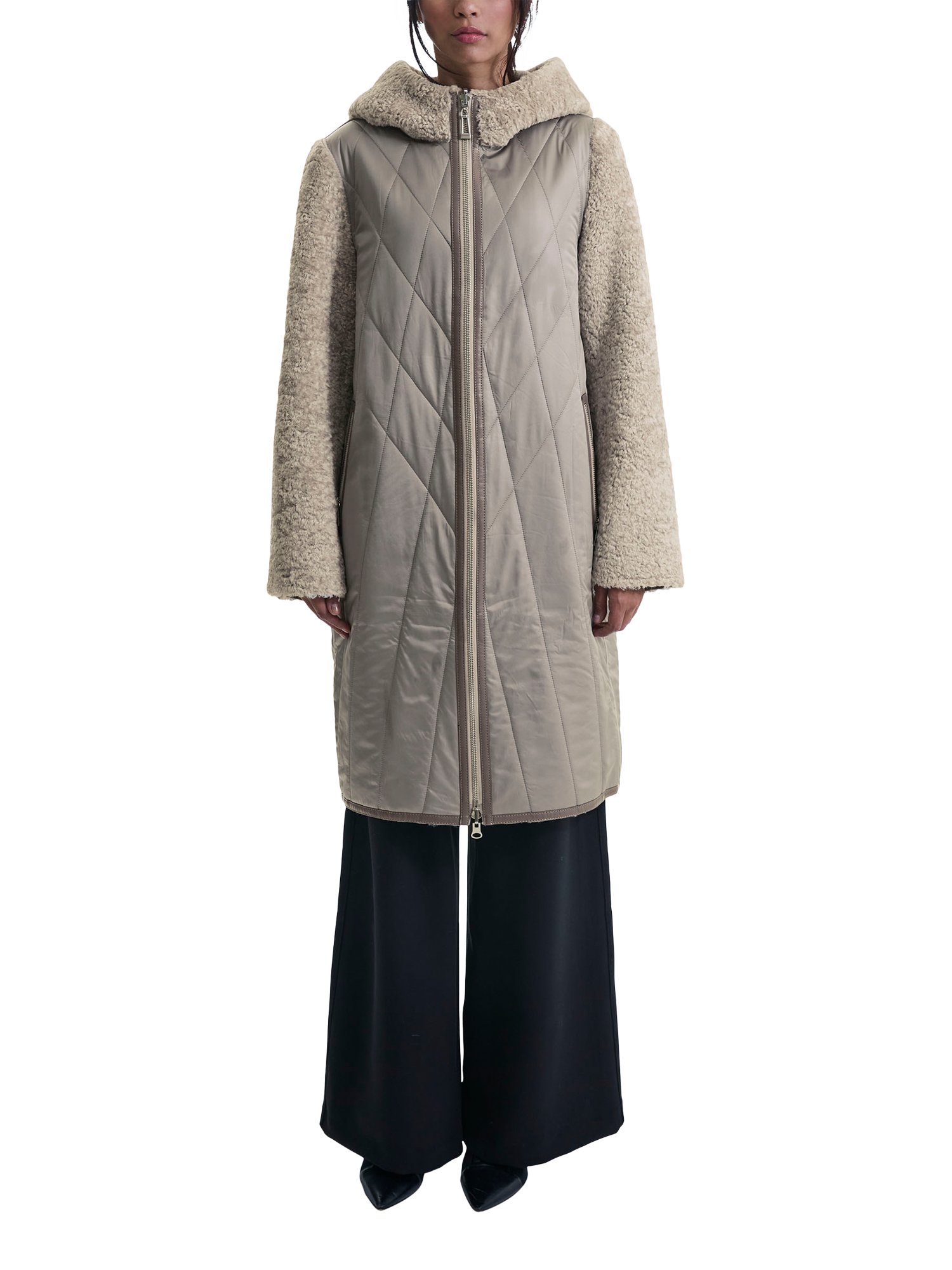 Product image 1 of 6, which shows James Lakeland Diamond Pattern Coat, Beige, 8