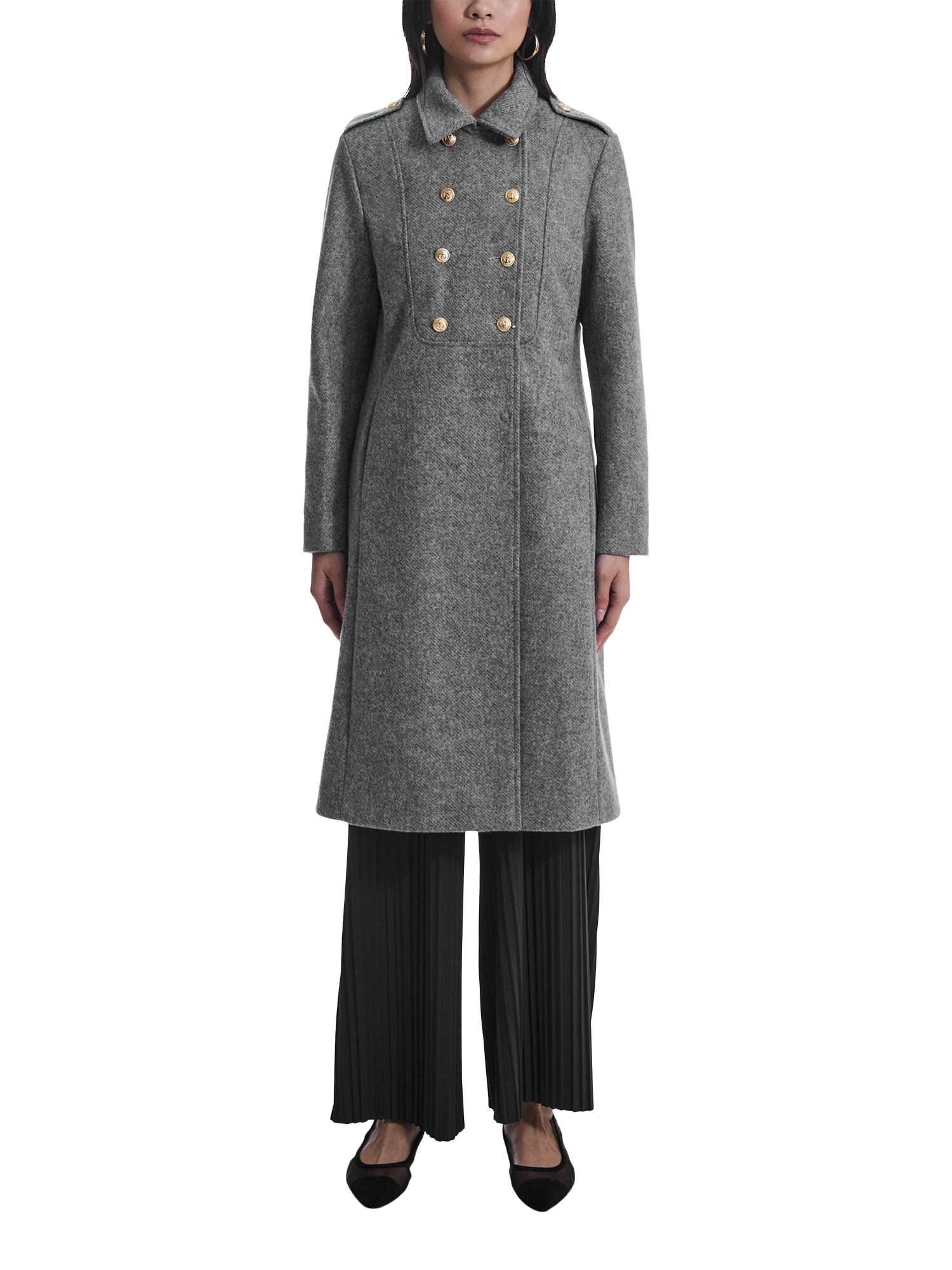 Product image 1 of 6, which shows James Lakeland Military Coat, Grey, 8